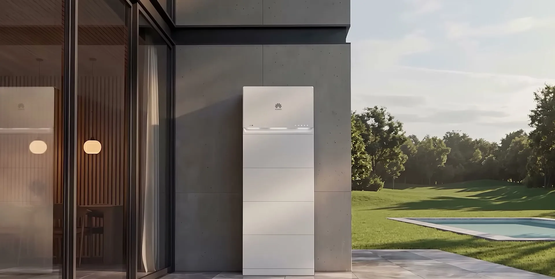 Immagine di presentazione di Huawei LUTERRA S2 accanto a una terrazza residenziale