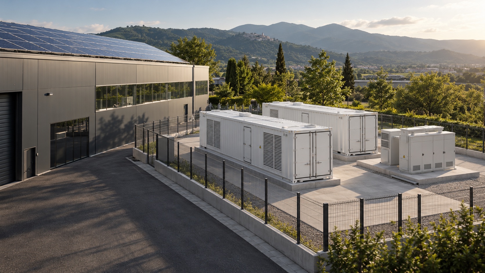 Sistema BESS containerizzato in un contesto industriale
